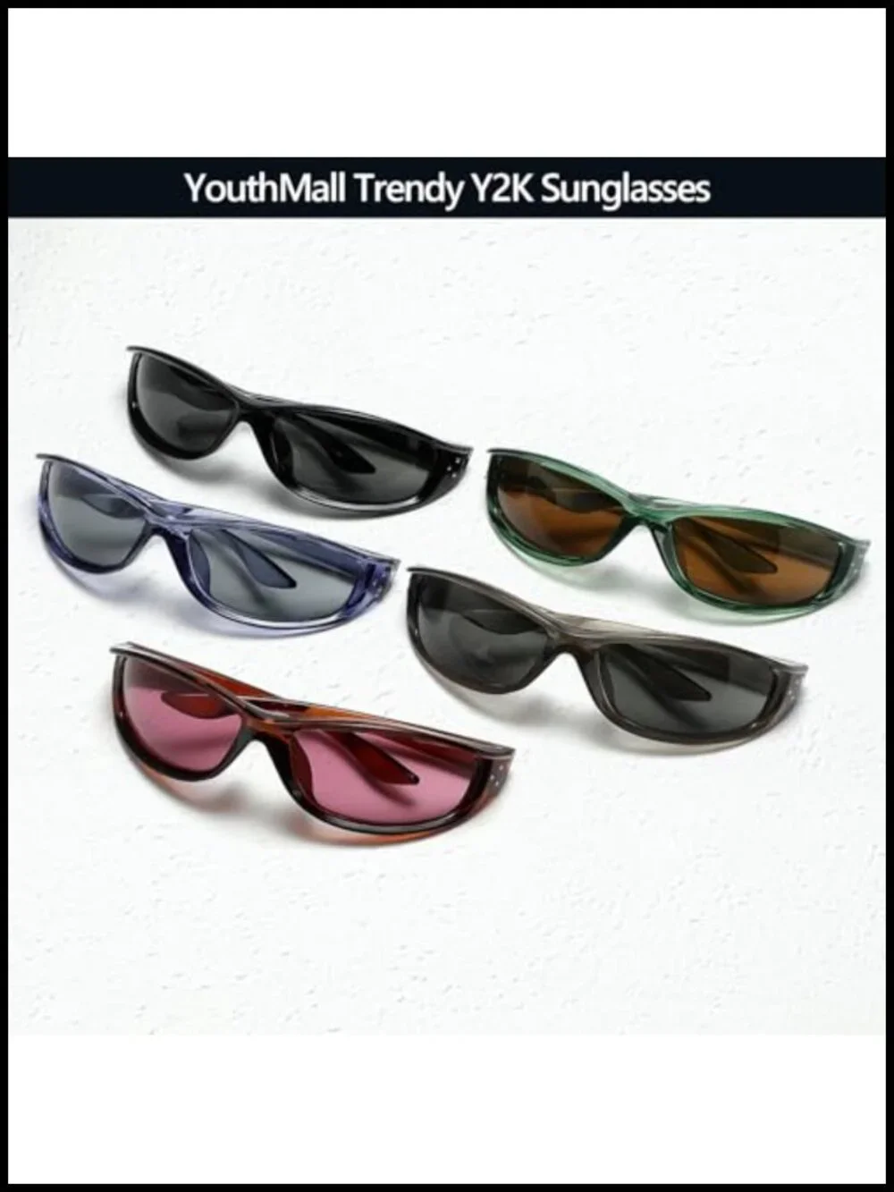 Y2K Wrap Around Sunglasses Oval Sport Shades UV400